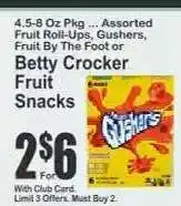 Key Food Betty Crocker Fruit Snacks offer
