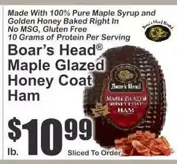 Key Food Boar's Head Maple Glazed Honey Coat Ham offer