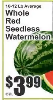 Key Food Whole Red Seedless Watermelon offer