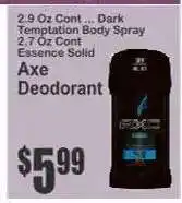 Key Food AXE Deodorant offer