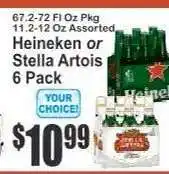 Key Food Heineken or Stella Artois 6 Pack offer