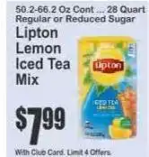 Key Food Lipton Lemon Iced Tea Mix offer