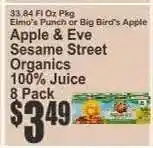 Key Food Apple & Eve Sesame Street Organics 100% Juice offer
