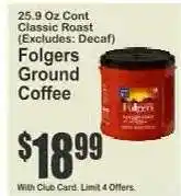 Key Food Folgers Ground Coffee offer