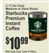 Key Food Starbucks Premium Instant Coffee offer