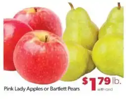 Family Fare Pink Lady Apples or Bartlett Pears offer