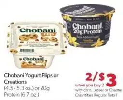 Family Fare Chobani Yogurt Flips or Creations offer