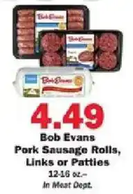 Schnucks Bob Evans Pork Sausage Rolls, Links or Patties offer