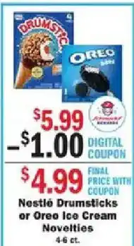 Schnucks Nestle Drumsticks or Oreo Ice Cream Novelties offer