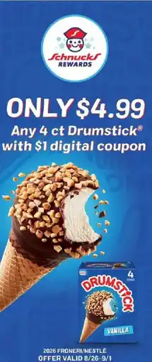 Schnucks Drumstick Vanilla offer