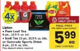ACME Lipton Pure Leaf Tea or Iced Tea or Gatorade Sports Drink offer