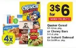 ACME Quaker Cereal or Chewy Bars or Instant Oatmeal offer