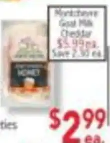 Ingles Markets Montcheyvre Goat Milk Cheddar offer