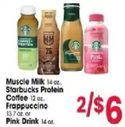 Jewel-Osco Muscle Milk Starbucks Protein Coffee Frappuccino Pink Drink offer