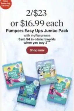 Walgreens Pampers Easy Ups Jumbo Pack offer