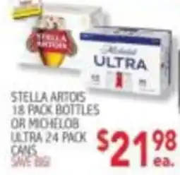 Ingles Markets Stella Artois bottles or Michelob Ultra cans offer