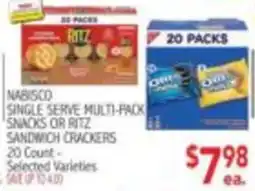 Ingles Markets Nabisco single serve multi-pack snacks or ritz sandwich crackers offer