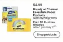 Walgreens Bounty or Charmin Essentials Paper Products offer