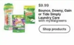 Walgreens Bounce, Downy, Gain or Tide Simply Laundry Care offer