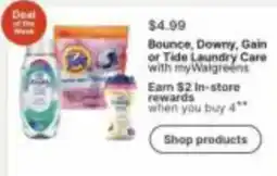 Walgreens Bounce, Downy, Gain or Tide Laundry Care with myWalgreens offer
