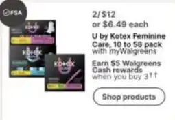 Walgreens U by Kotex Feminine Care offer
