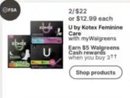 Walgreens U by Kotex Feminine Care offer