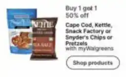 Walgreens Cape Cod, Kettle, Snack Factory or Snyder's Chips or Pretzels offer