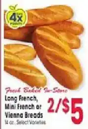 Jewel-Osco Fresh Baked In-Store Long French, Mini French or Vienna Breads offer