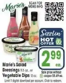Jewel-Osco Marie's Salad Dressings or Vegetable Dips offer