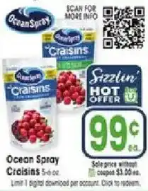 Jewel-Osco Ocean Spray Craisins offer