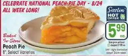 Jewel-Osco Sizzlin' Hot Offer Baked In-Store Peach Pie offer