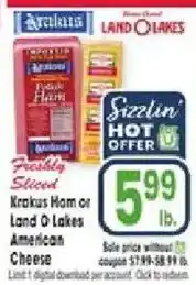 Jewel-Osco Krakus Sliced Ham or Land O Lakes American Cheese offer