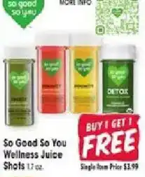 Jewel-Osco So Good So You Wellness Juice Shots offer