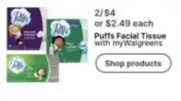 Walgreens Puffs Facial Tissue offer