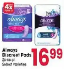 Jewel-Osco Always Discreet Pads offer