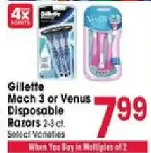 Jewel-Osco Gillette Mach 3 or Venus Disposable Razors offer