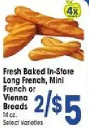 Jewel-Osco Fresh Baked In-Store Long French, Mini French or Vienna Breads offer