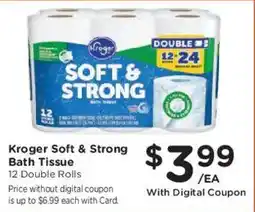 Kroger Kroger soft & strong bath tissue offer