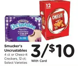 Kroger Smucker's Uncrustables or Cheez-it Crackers offer