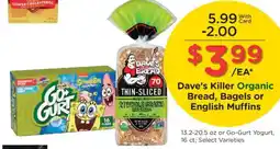 Ralphs Dave's Killer Organic Bread, Bagels or English Muffins offer