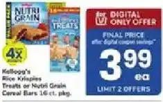 ACME Kellogg's Rice Krispies Treats or Nutri Grain Cereal Bars offer