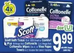Jewel-Osco Scott Bath Tissue or Comfort Plus or Cottonelle Wipes or Viva Paper Towels offer