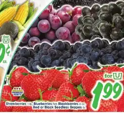 Jewel-Osco Strawberries Blueberries Blackberries Red or Black Seedless Grapes offer