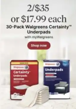 Walgreens Walgreens Certainty Underpads offer