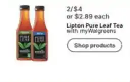 Walgreens Lipton Pure Leaf Tea offer