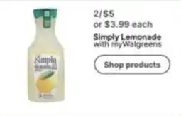 Walgreens Simply Lemonade with myWalgreens offer