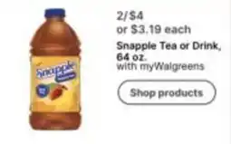 Walgreens Snapple Tea or Drink offer