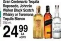 Superior Grocers Gran Centenario Tequila Reposado, Johnnie Walker Black Scotch Whisky or Teremana Tequila Blanco offer