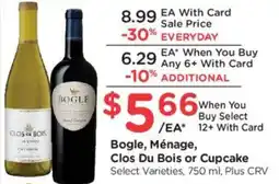 Ralphs Bogle, Ménage, Clos Du Bois or Cupcake offer