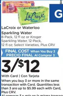 Ralphs LaCroix or Waterloo Sparkling Water offer